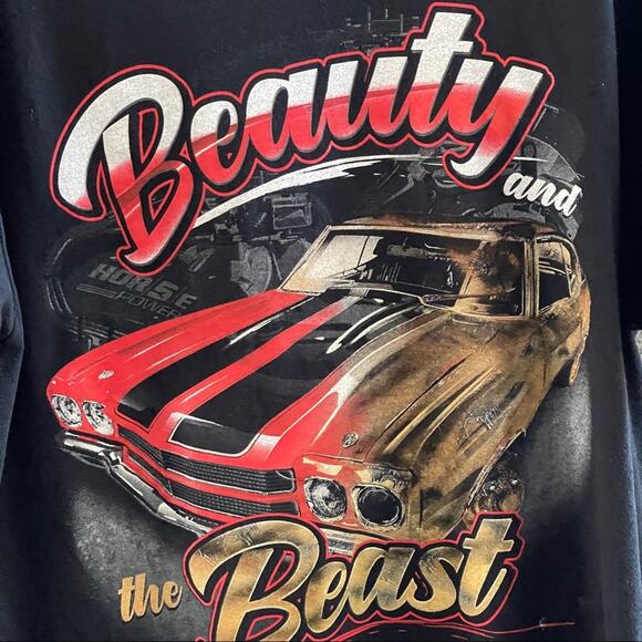 Gildan Snap On Shirt Men Extra Large XL Beauty & the Beast Black Cotton Mechanic - Picture 3 of 10